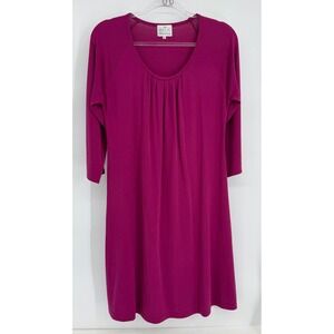 The Masai Clothing Company Magenta Pleated Scoop Neck Tunic Dress Womens Sz M